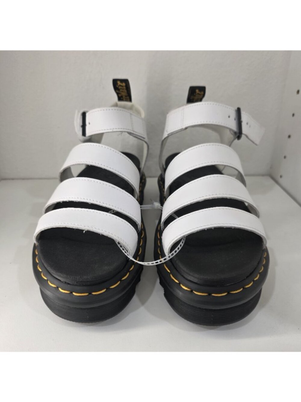 Dr Martens Blaire Women US Size 8 White Leather Sandal Gladiator Platform Chunky - Picture 4 of 11